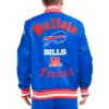 Buffalo Bills Old English Blue Satin Varsity Jacket - Image 3