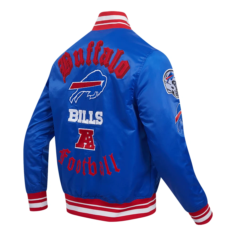 buffalo bills old english full-snap satin jacket