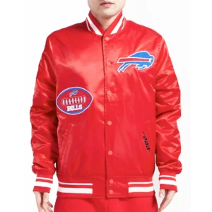 Buffalo Bills Old English Red Satin Varsity Jacket