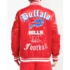 Buffalo Bills Old English Red Satin Varsity Jacket - Image 3