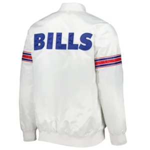 Alternative view of Buffalo Bills Power Forward White Satin Varsity Jacket