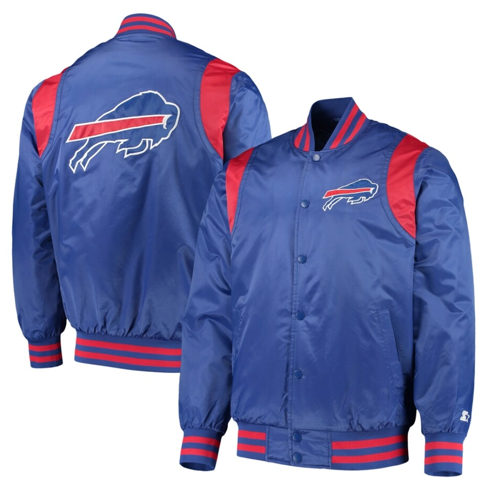 Buffalo Bills Prime Time Blue Satin Varsity Jacket - Image 4