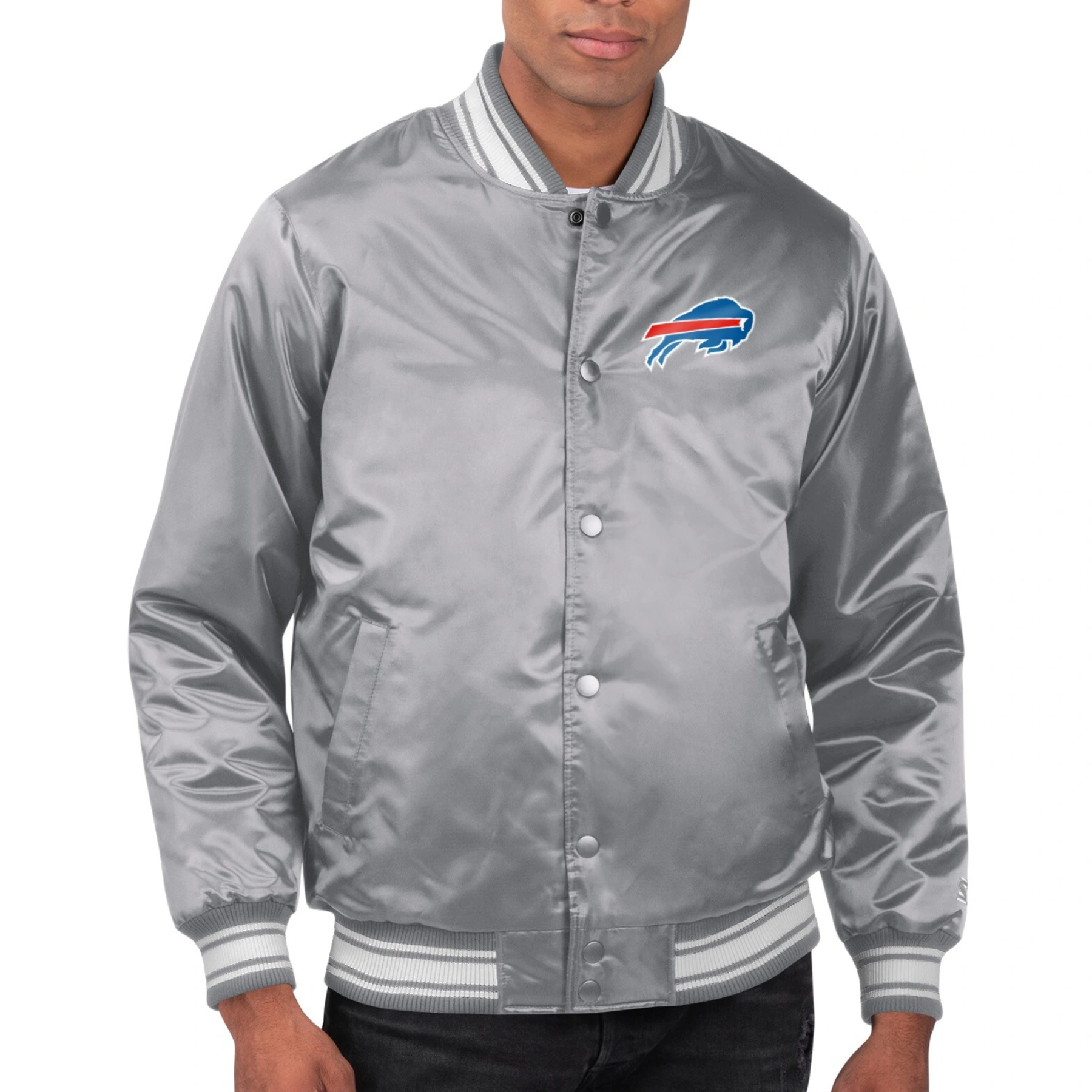 Buffalo Bills Printed Team Logo Gray Satin Jacket