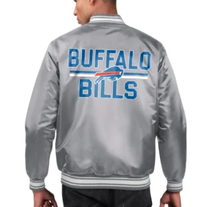 Alternative view of Buffalo Bills Printed Team Logo Gray Satin Jacket