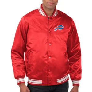 Buffalo Bills Printed Team Logo Red Satin Jacket