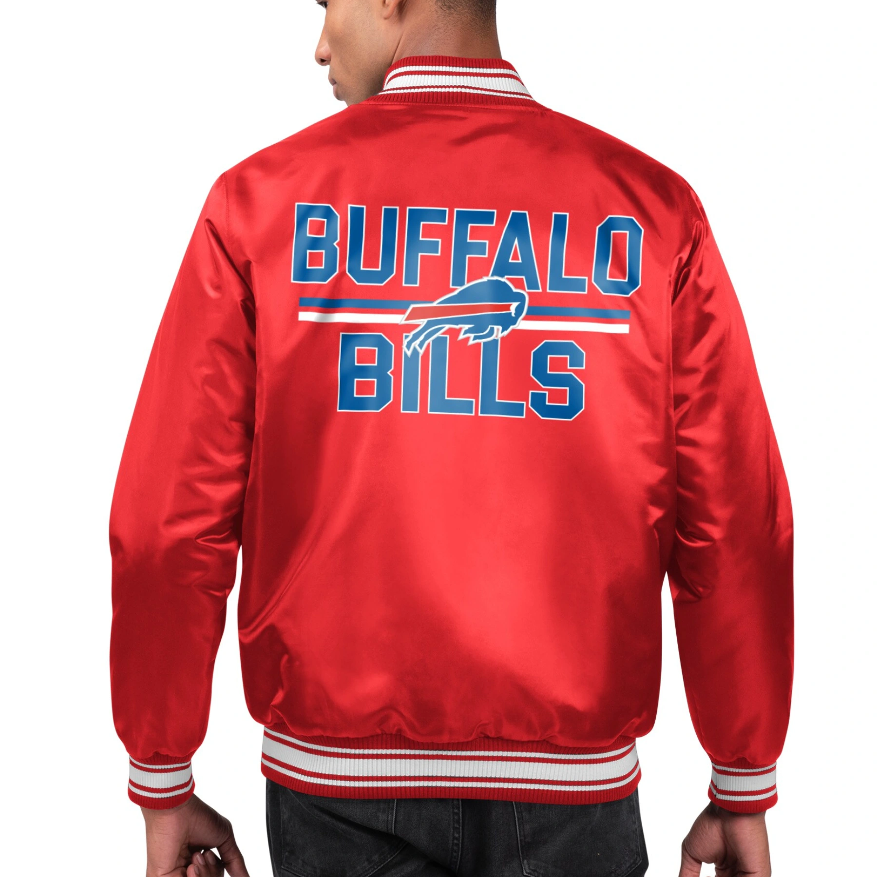 Buffalo Bills Printed Team Logo Red Satin Jacket - Image 2