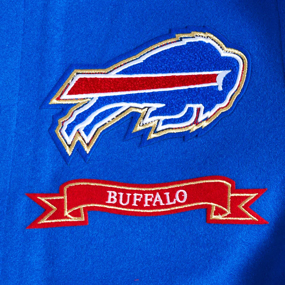 Buffalo Bills Pro Prep Blue-White Wool & Leather Jacket - Image 6
