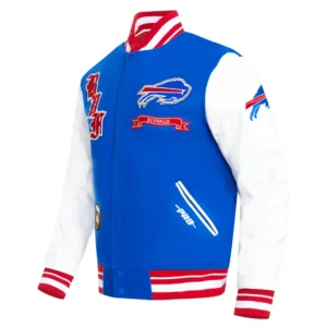 Alternative view of Buffalo Bills Pro Prep Blue-White Wool & Leather Jacket