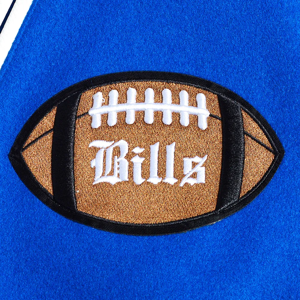 Buffalo Bills Pro Prep Blue-White Wool & Leather Jacket - Image 7