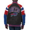 Buffalo Bills Raglan Suede Leather Black-Blue Jacket - Image 2