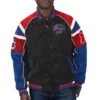 Buffalo Bills Raglan Suede Leather Black-Blue Jacket