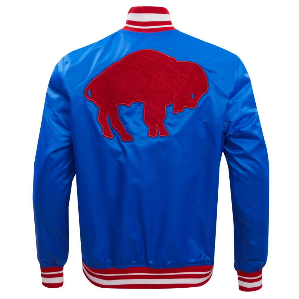 Buffalo Bills Retro Classic Blue Satin Varsity Jacket - Image 4