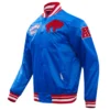 Buffalo Bills Retro Classic Blue Satin Varsity Jacket - Image 2