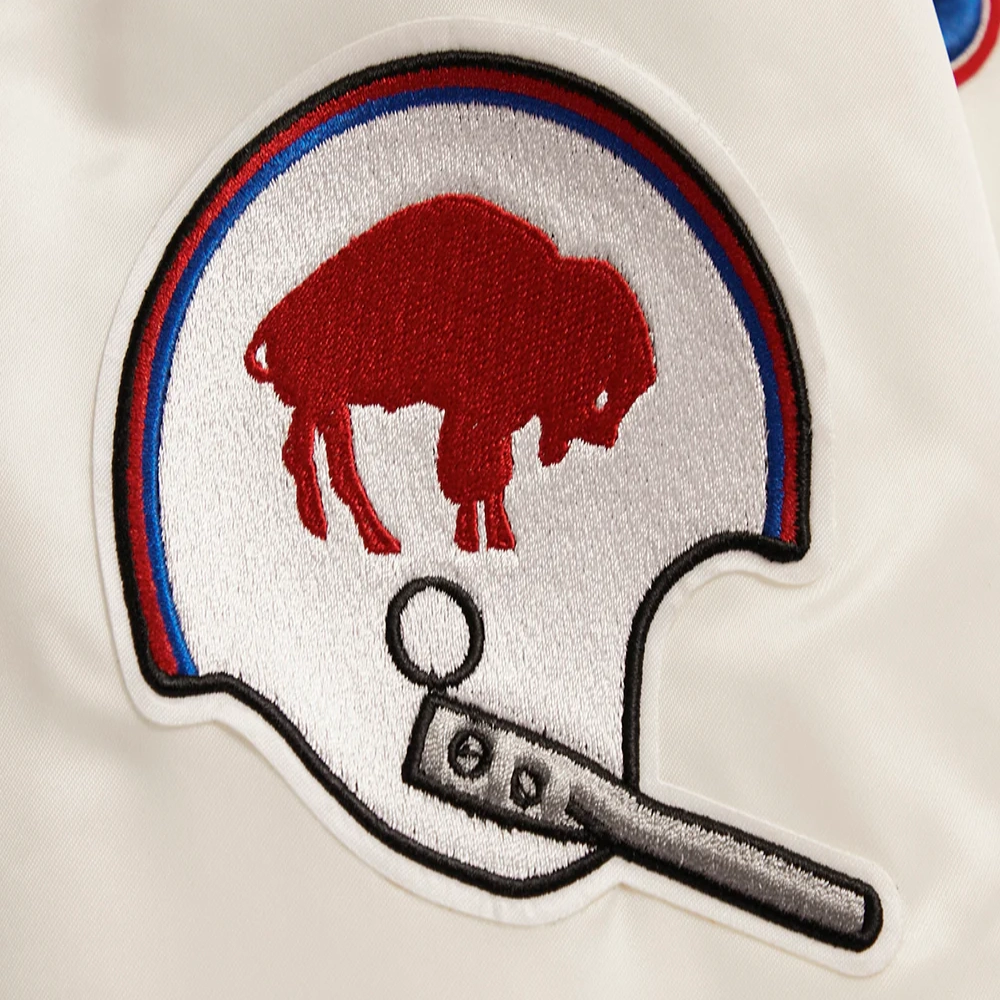 Buffalo Bills Retro Classic Cream Satin Varsity Jacket - Image 7
