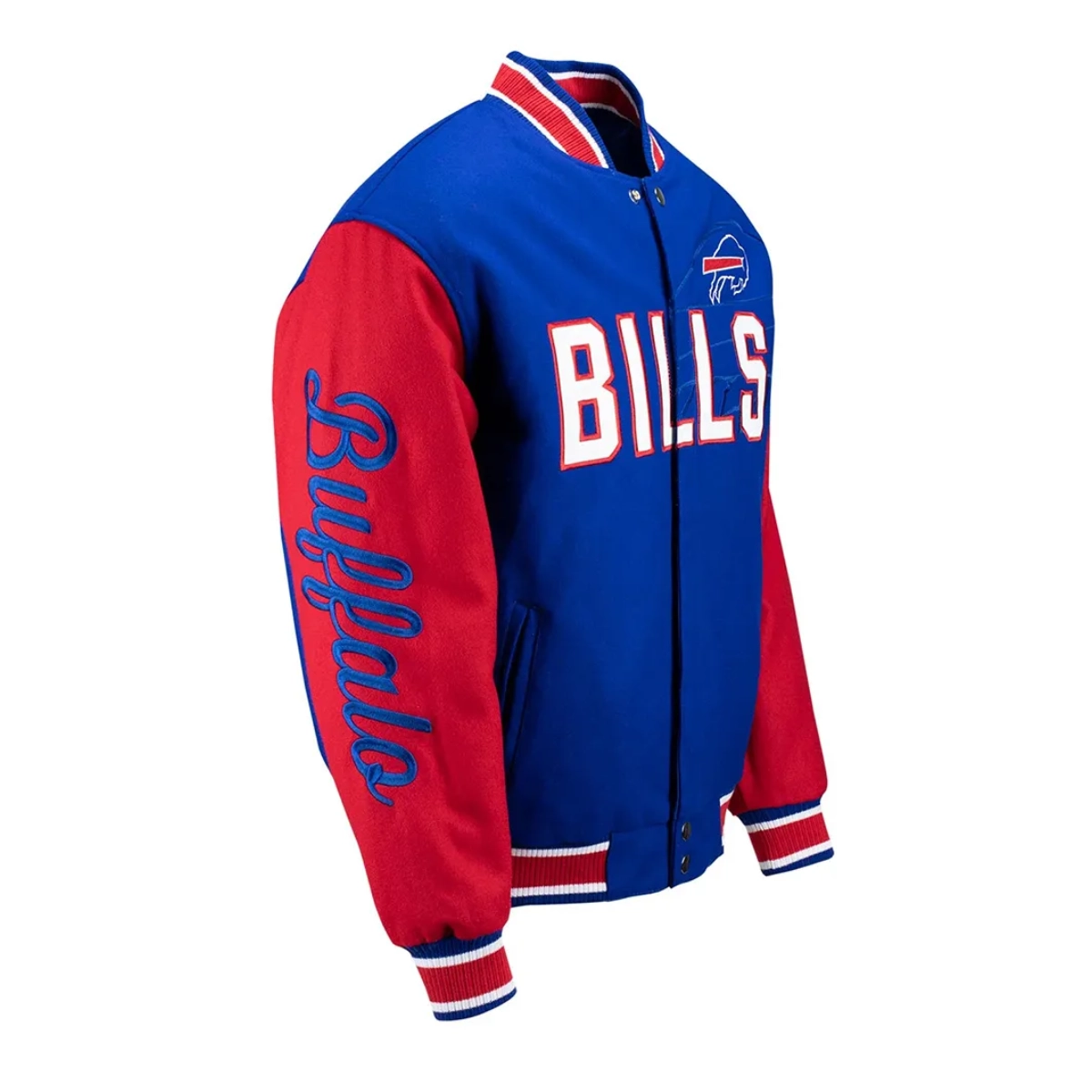 Buffalo Bills Sublimated Blue/Red Wool Jacket - Image 3