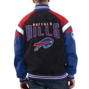 Alternative view of Buffalo Bills Raglan G111 Black Suede Varsity Jacket