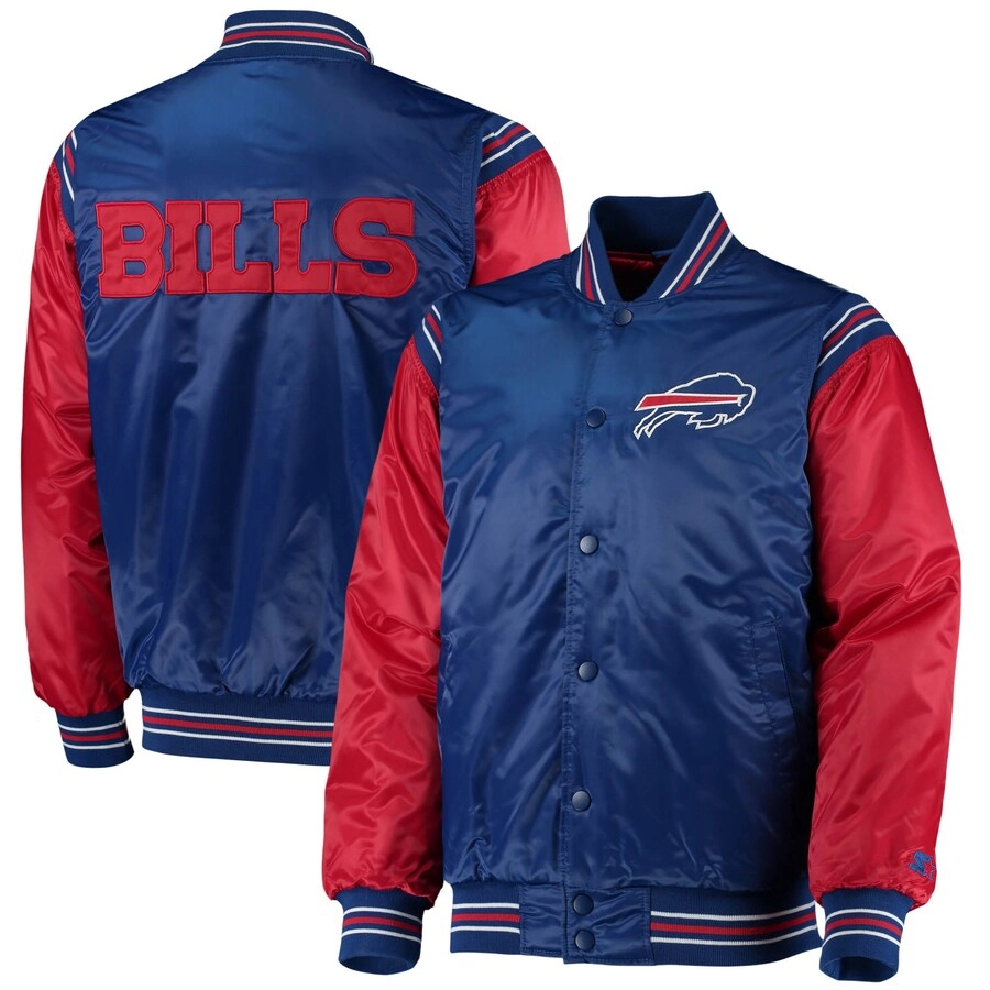 Buffalo Bills The Enforcer Blue-Red Satin Varsity Jacket - Image 4