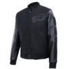 Buffalo Bills Triple Black Wool & Leather Black Jacket