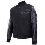 Buffalo Bills Triple Black Wool & Leather Black Jacket