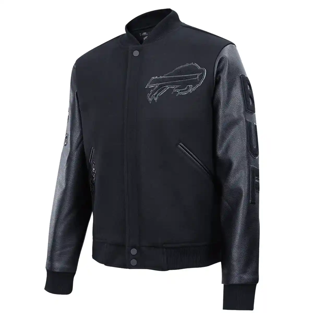 Buffalo Bills Triple Black Wool & Leather Black Jacket