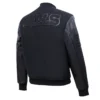 Buffalo Bills Triple Black Wool & Leather Black Jacket - Image 2