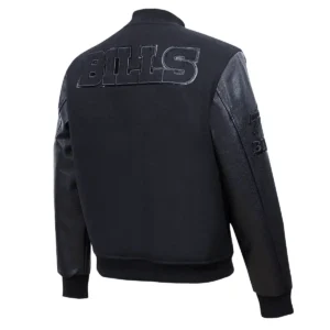 Alternative view of Buffalo Bills Triple Black Wool & Leather Black Jacket