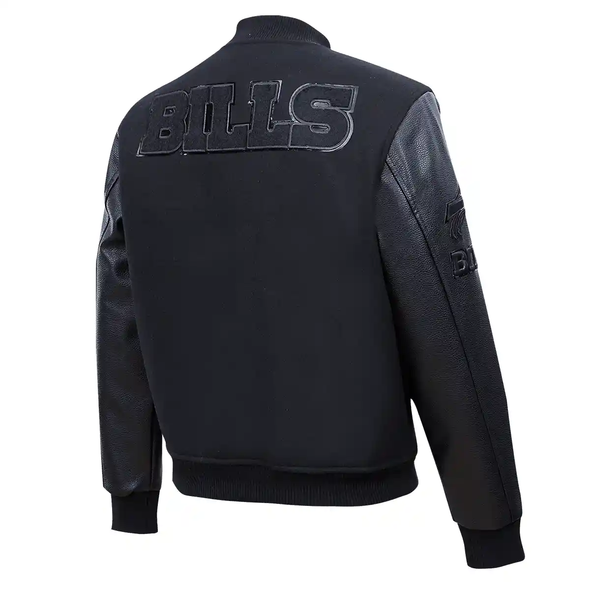 Buffalo Bills Triple Black Wool & Leather Black Jacket - Image 2