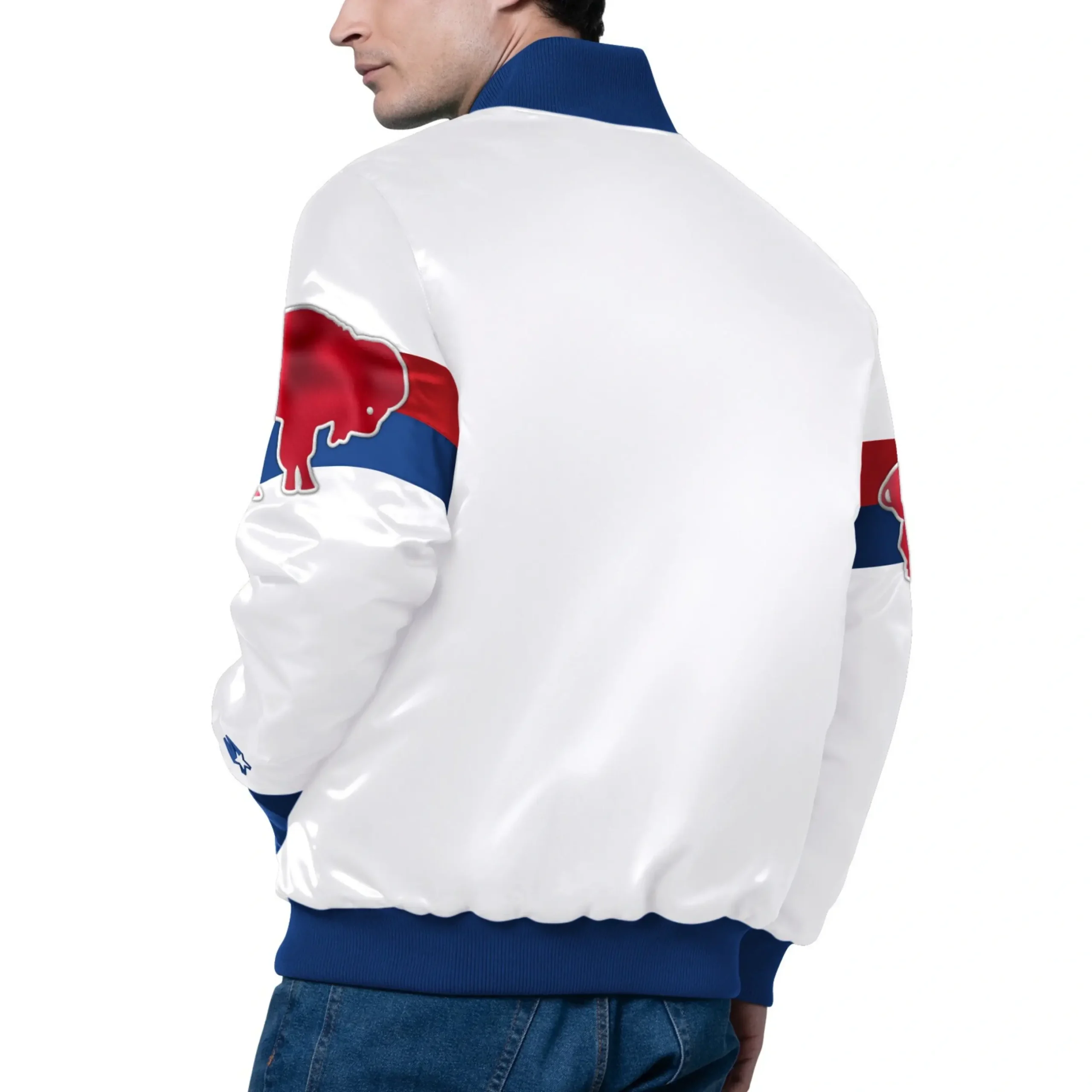 Buffalo Bills Triple Option Satin Varsity Jacket - Image 4