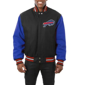 Buffalo Bills Two Tone Black-Blue Wool Varsity Jacket