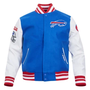 buffalo bills wool & leather classic varsity blue jacket