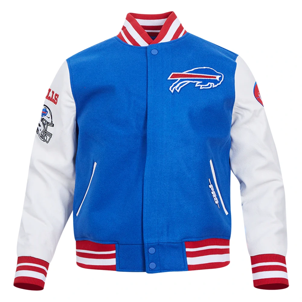 buffalo bills wool & leather classic varsity blue jacket