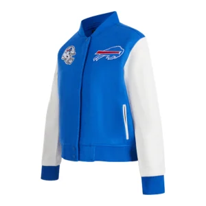 Alternative view of Buffalo Bills Classic Woman's Blue-White Wool & Leather Jacket