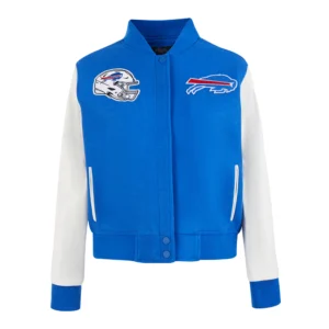 Buffalo Bills Classic Woman's Blue-White Wool & Leather Jacket