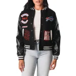 Buffalo Bills Sparkle Woman's Black Wool & Leather Jacket