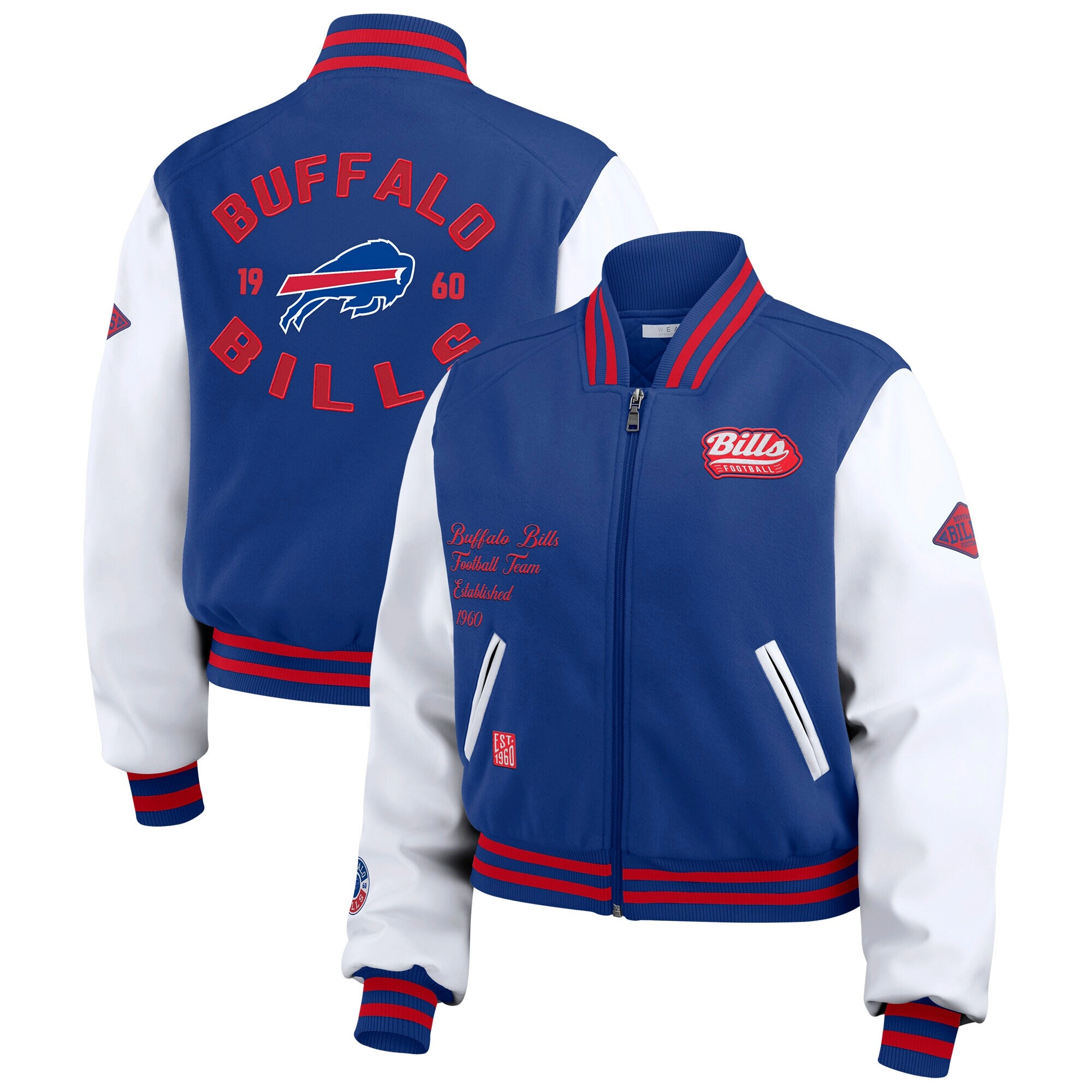 Buffalo Bills Cropped Full Zip Andrews Women’s Wool Jacket - Image 3