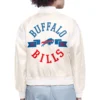Buffalo Bills Round Printed Logo Cropped Women's Cream Jacket - Image 2