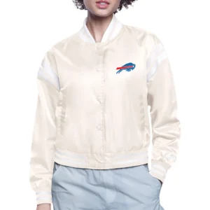 Buffalo Bills Round Printed Logo Cropped Women's Cream Jacket