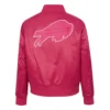 women’s buffalo bills triple pink satin varsity pink jacket