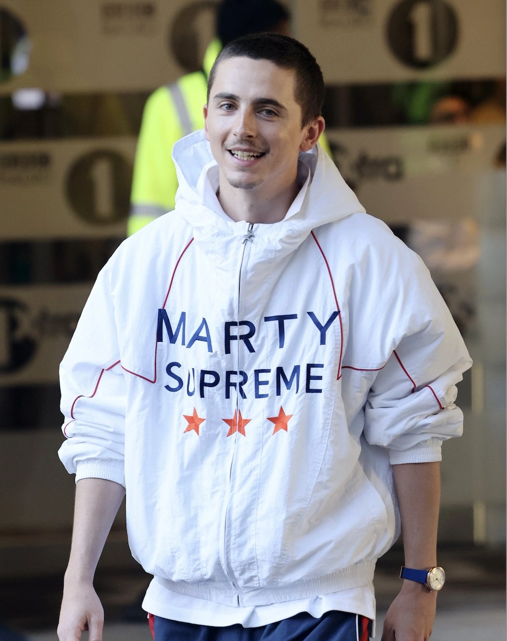 Marty supreme white jacket timothee chalamet