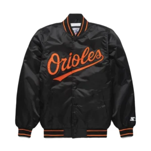 01 baltimore orioles starter classic black satin varsity jacket