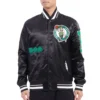 01 boston celtics old english rib satin varsity jacket black