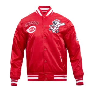 01 cincinnati reds retro classic full snap satin varsity jacket red