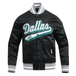 Dallas Stars Script Tail Black Satin Jacket