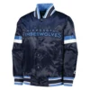 01 minnesota timberwolves home game satin varsity jacket navy