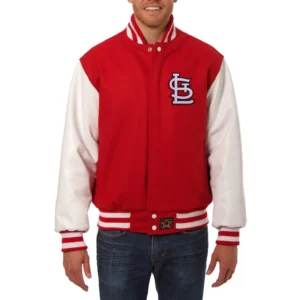 01 st louis cardinals two tone wool and leather jacket red white