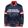01 washington wizards home game satin varsity jacket navy