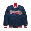 1 atlanta braves starter navy satin varsity jacket