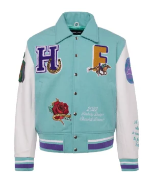 1 bel air homme femme leather sky blue white varsity jacket