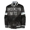 1 brooklyn nets home game satin varsity jacket black
