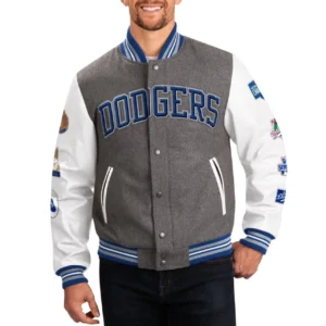 1 los angeles dodgers challenger wool leather varsity jacket